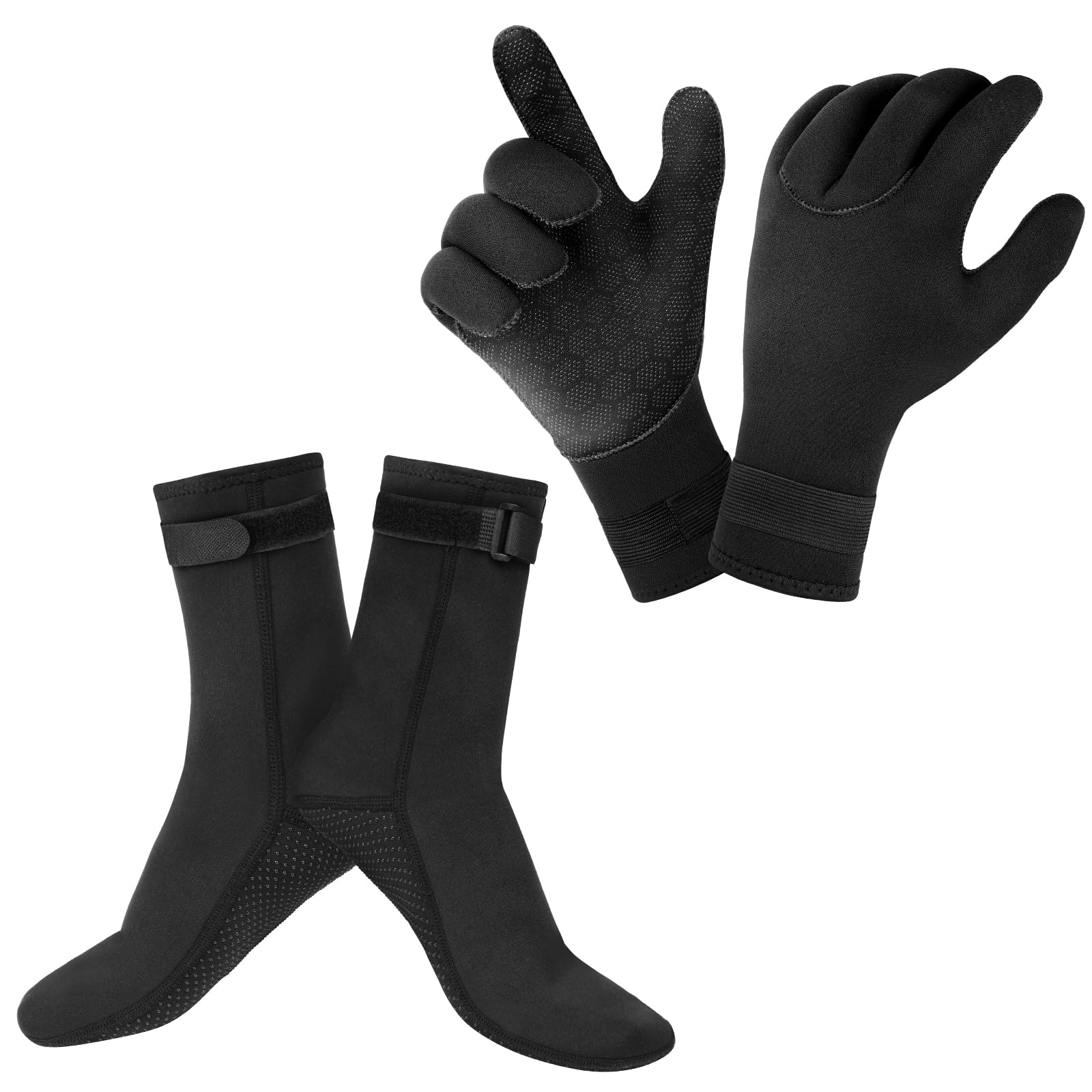 AUAUY Elastic Neoprene Gloves and Socks, Unisex 3 mm Thermal Wetsuit Gloves and Socks, Elastic Wrist and Anti-Slip Particles, for Diving Snorkeling Surfing Paddle Kayaking Swimming (XL) — image 1