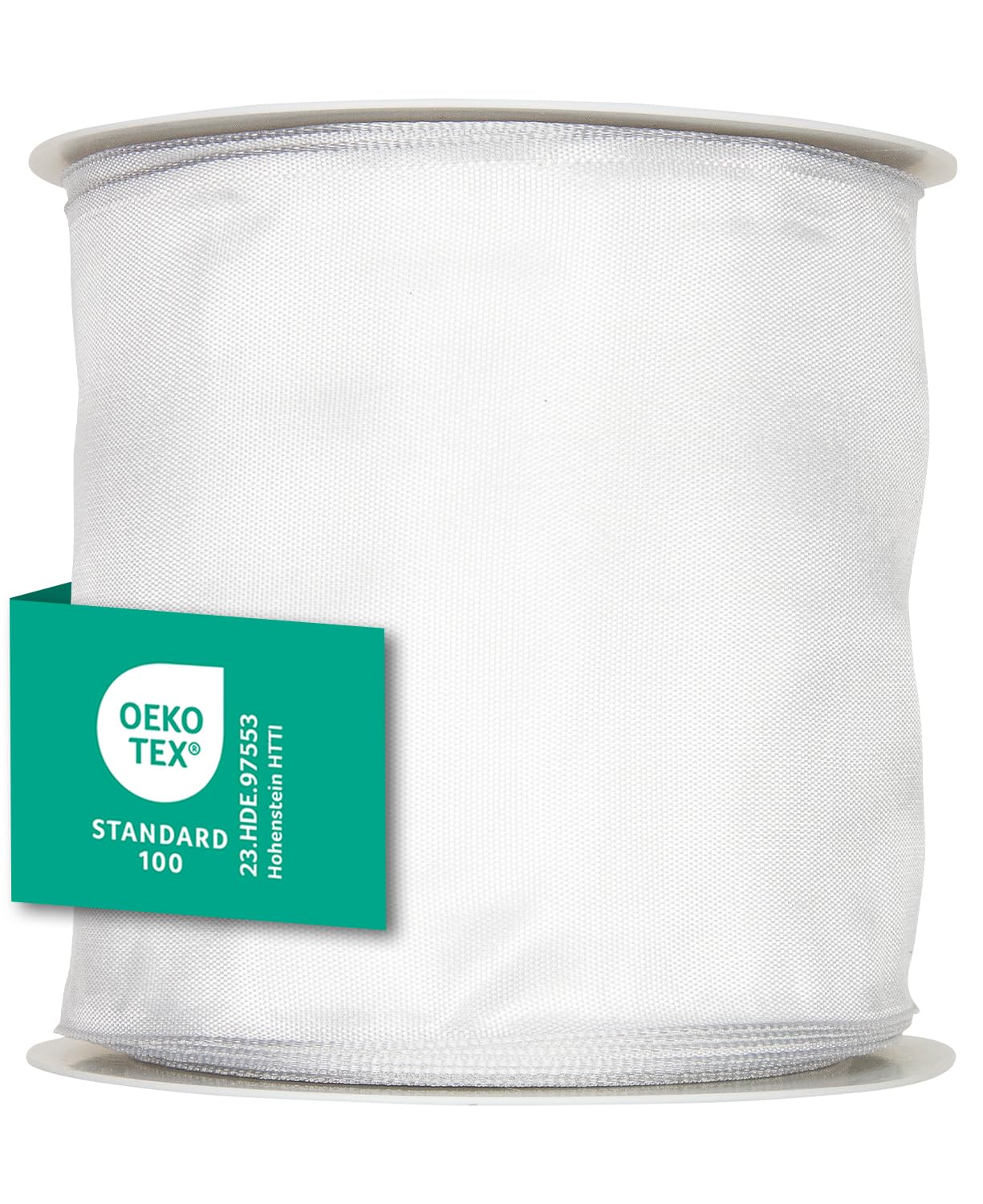 Halbach Seidenbänder Premium Geschenkband mit Drahtkante | Breite 100mm Länge 25m | Öko-Tex 100 zertifiziertes Schleifenband | Taftband Made in Germany, Farbe: weiß