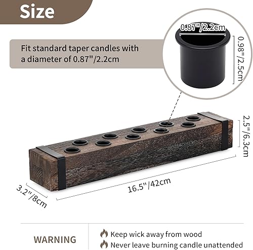 Miniatura 5 de NUPTIO Candelabro para centro de mesa juego de 2 candelabros de madera de 16.5 pulgadas - Candelabro cónico rústico para decoración de fiesta de