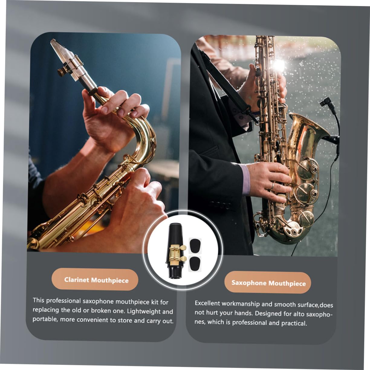 VICASKY 3juegos Kit De Accesorios Para Saxofón Tenor Incluye Boquilla Almohadillas y Tapa Herramienta De Reemplazo Profesional Para Saxofonistas Para Instrumentos Musicales