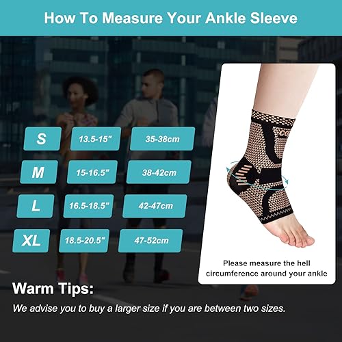 Miniatura 5 de Tobillera de cobre de compresión (1 par)  Calcetines de compresión de tobillo y tobillo para fascitis plantar, soporte de arco, hinchazón de pies y