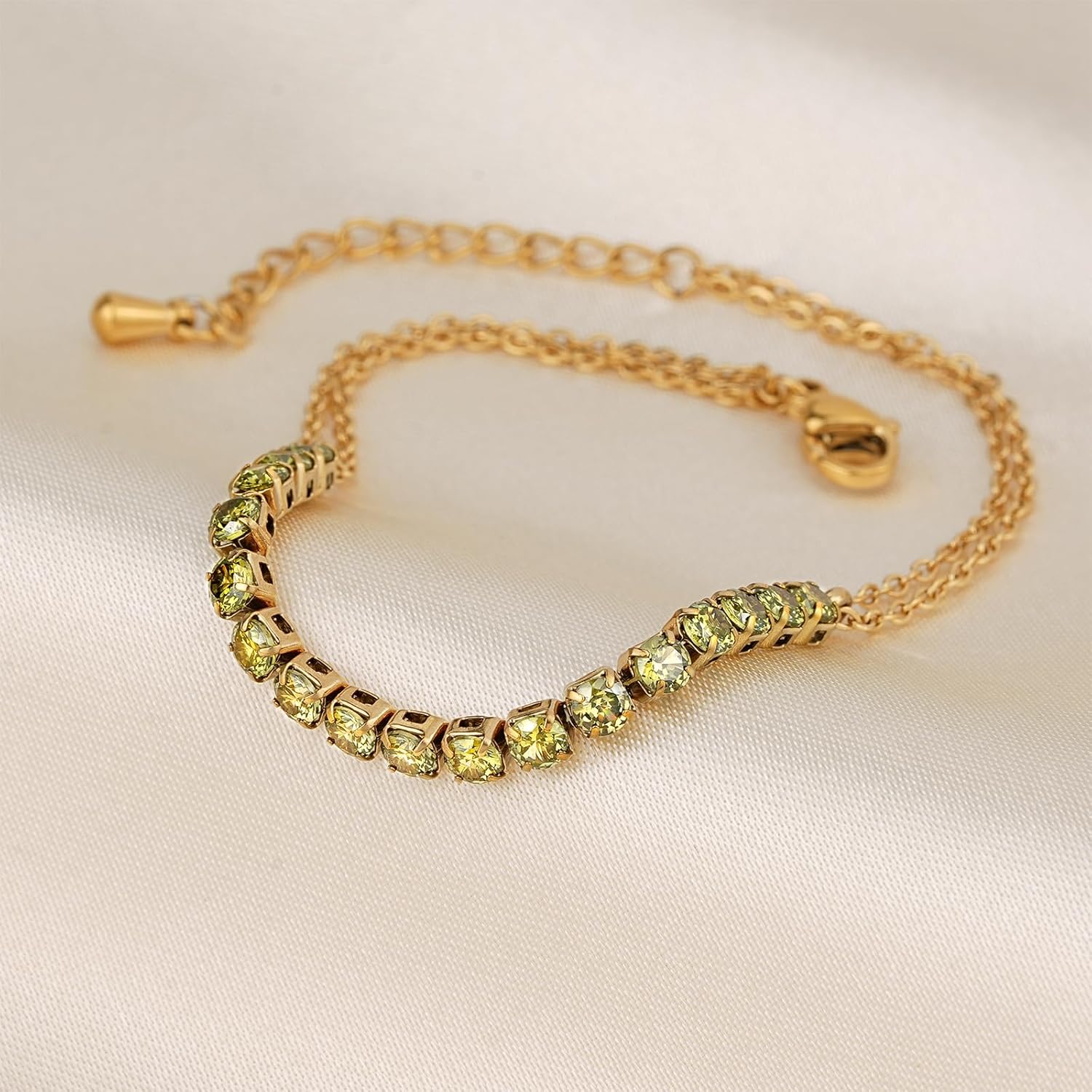 Tennis Bracelet with Sparkling Cubic Zirconia Gold Bracelets for Women Adjustable Birthstone Bracelet Jewelry for Women - Image 4