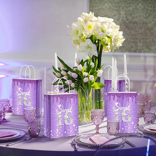 Miniatura 4 de Teling 18 bolsas de regalo de cumpleaños de 16 piezas, bolsas de regalo de cumpleaños de 16 años, bolsas de dulces con asa, decoraciones de