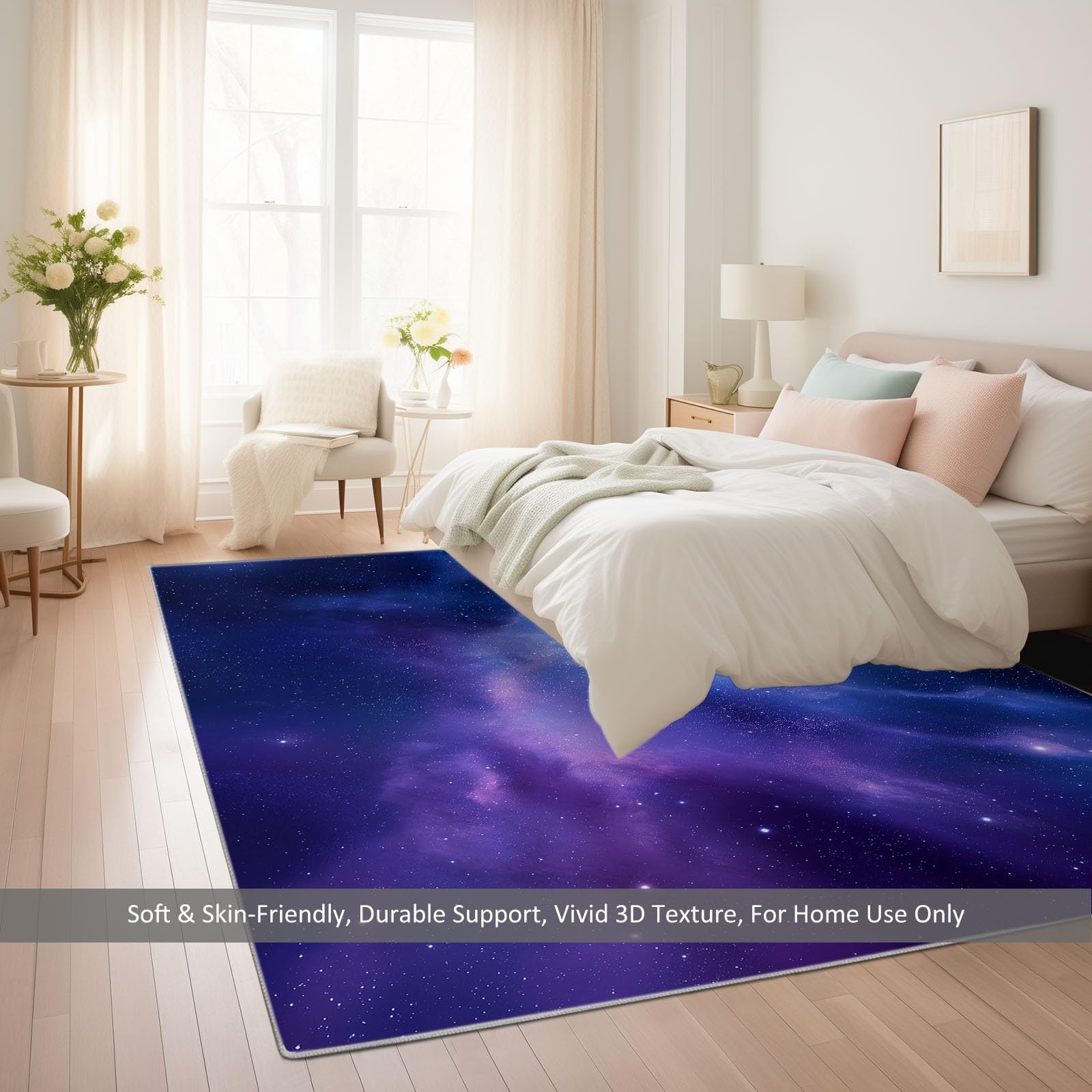 Tappeto Lavabile In Lavatrice Antiscivolo 160 x 230 cm, Corridore Corridoio Galassia Blu Viola Nebulosa per Soggiorno Cameretta - Tappeto Morbido a Pelo Corto Stile Onirico per Cucina Salotto