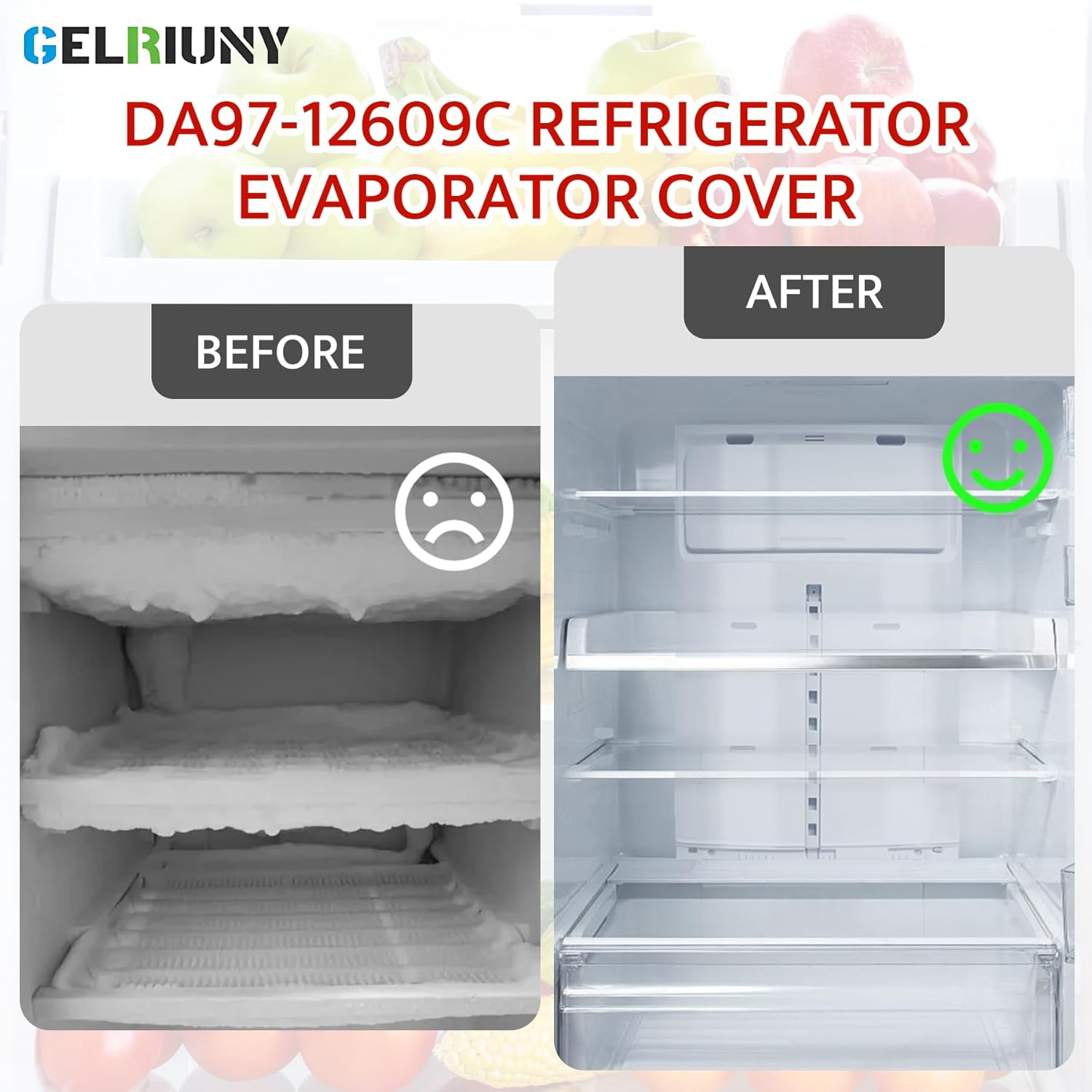 2026 Upgraded DA97-12609C DA97-12609A Refrigerator Evaporator Cover, Compatible with Samsung Refrigerator Evaporator Cover DA97-12609C DA97-12609A, Replace AP5651826 PS5575384 Refrigerator Fan Motor
