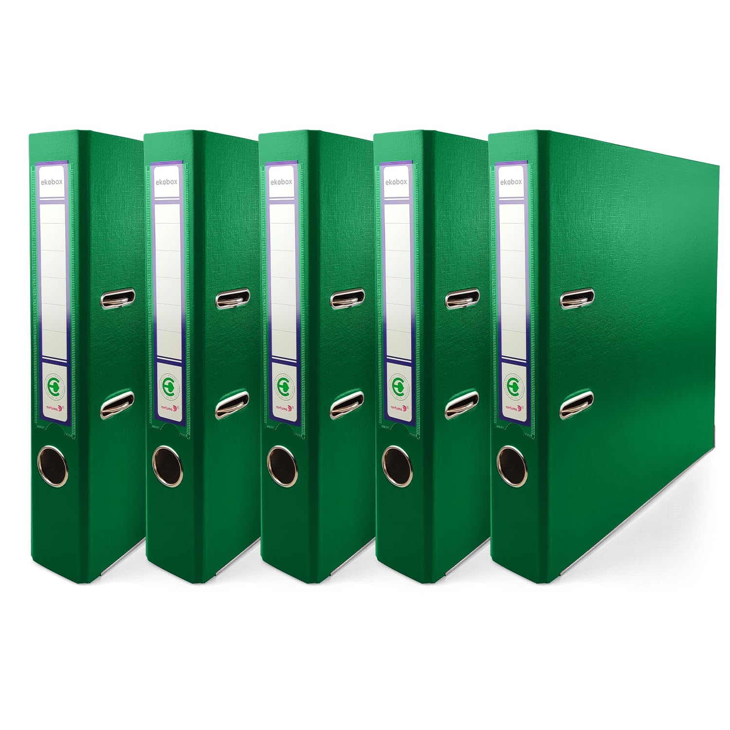 Netuno 5X Binder Green A4 Spine 5cm 1.97in Cardboard Ring File Organizer for Office School Desk Shelf Documents Storage โ image 1