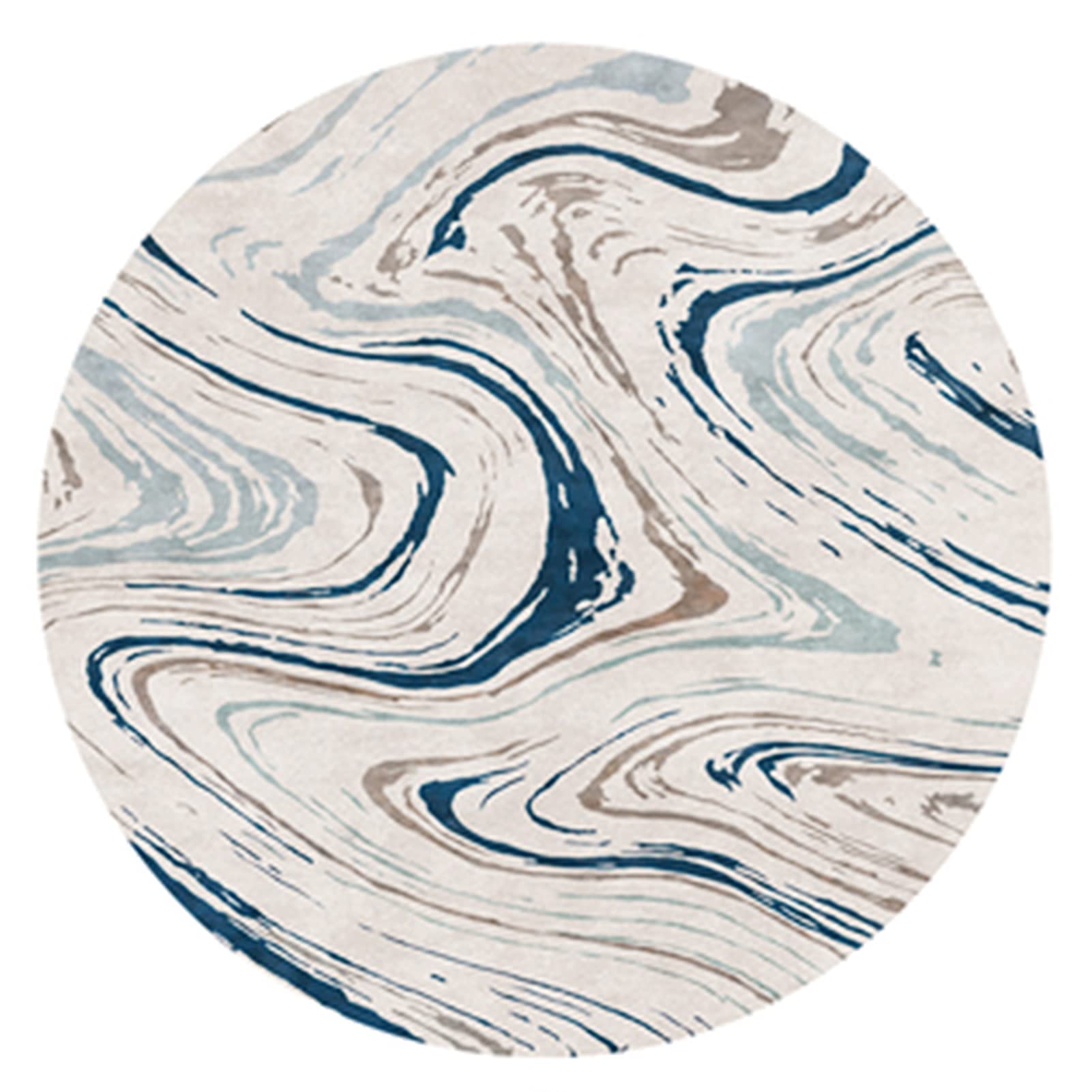 Tapis rond marron gris lavable et antidérapant pour chambre et salon