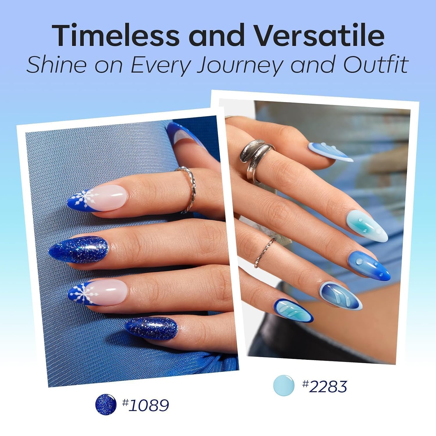 modelones Blue Gel Nail Polish, 6 Colors Spring Summer Hema Free Pastel Royal Navy Sky Icy Klein Dark Blue Glitter Gel Polish Galaxy 9D Cat Eye Nail Polish with Magnet Soak Off Led Nail Art Kit