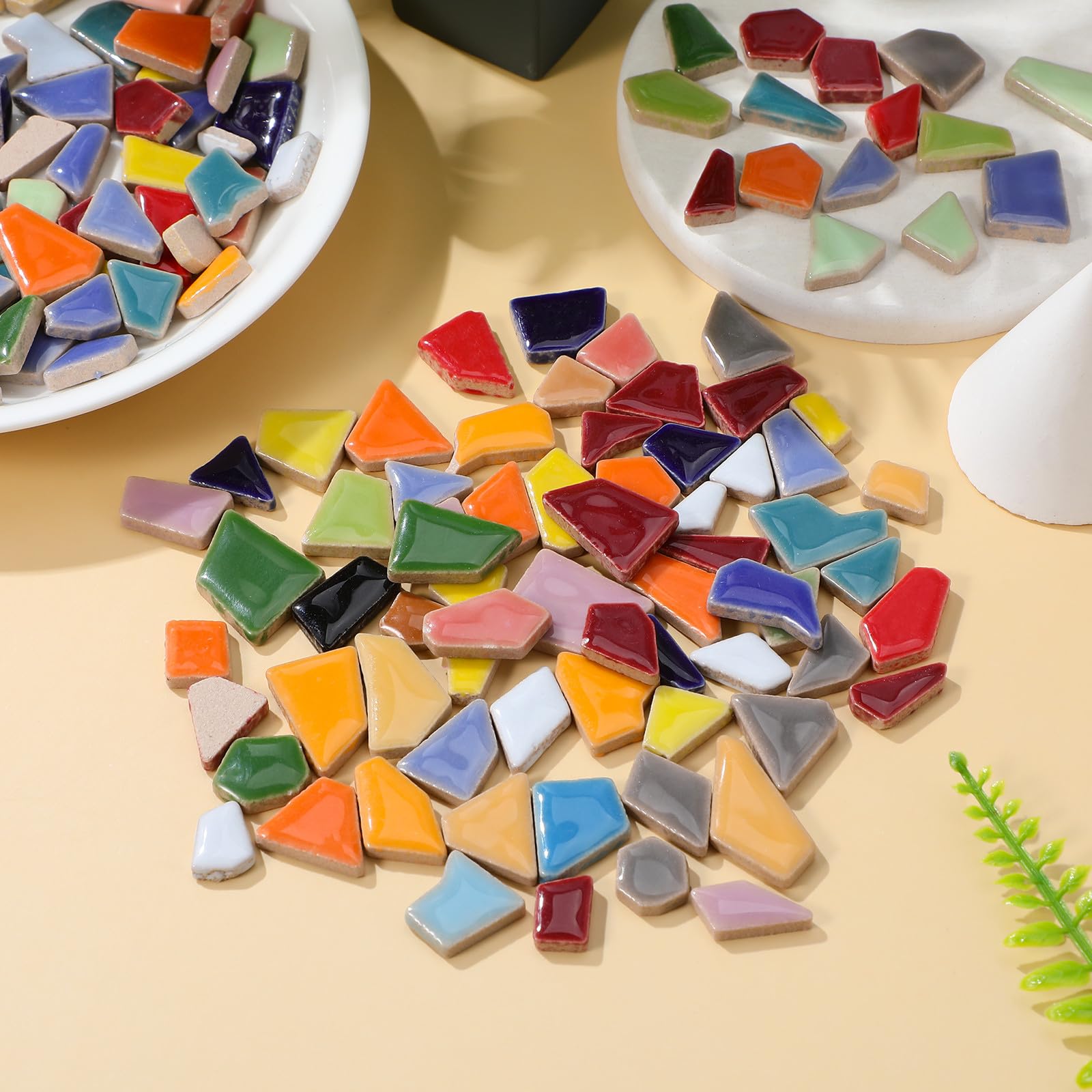 Tofficu Azulejos de Mosaico Cerámicos de 200g Forma Irregular, Prácticos y Creativos para Manualidades DIY en Jardín y Baño