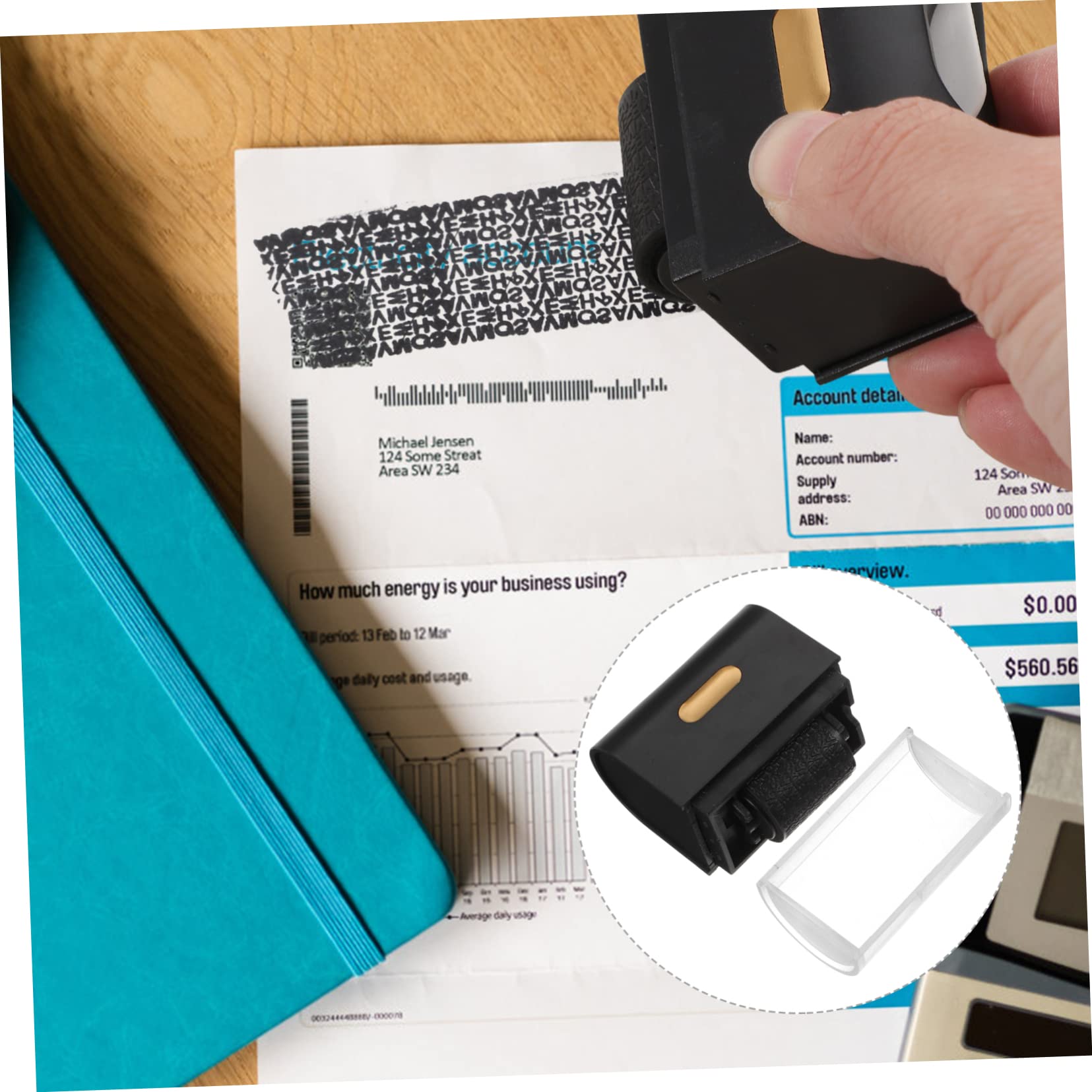 MAGICLULU 4stücke Multi-funktions-rollstempel Für Datenschutz Verstellbarer Stempel Für Briefe Und Pakete Einfach Zu Bedienen Für Unternehmen Und Privaten Gebrauch