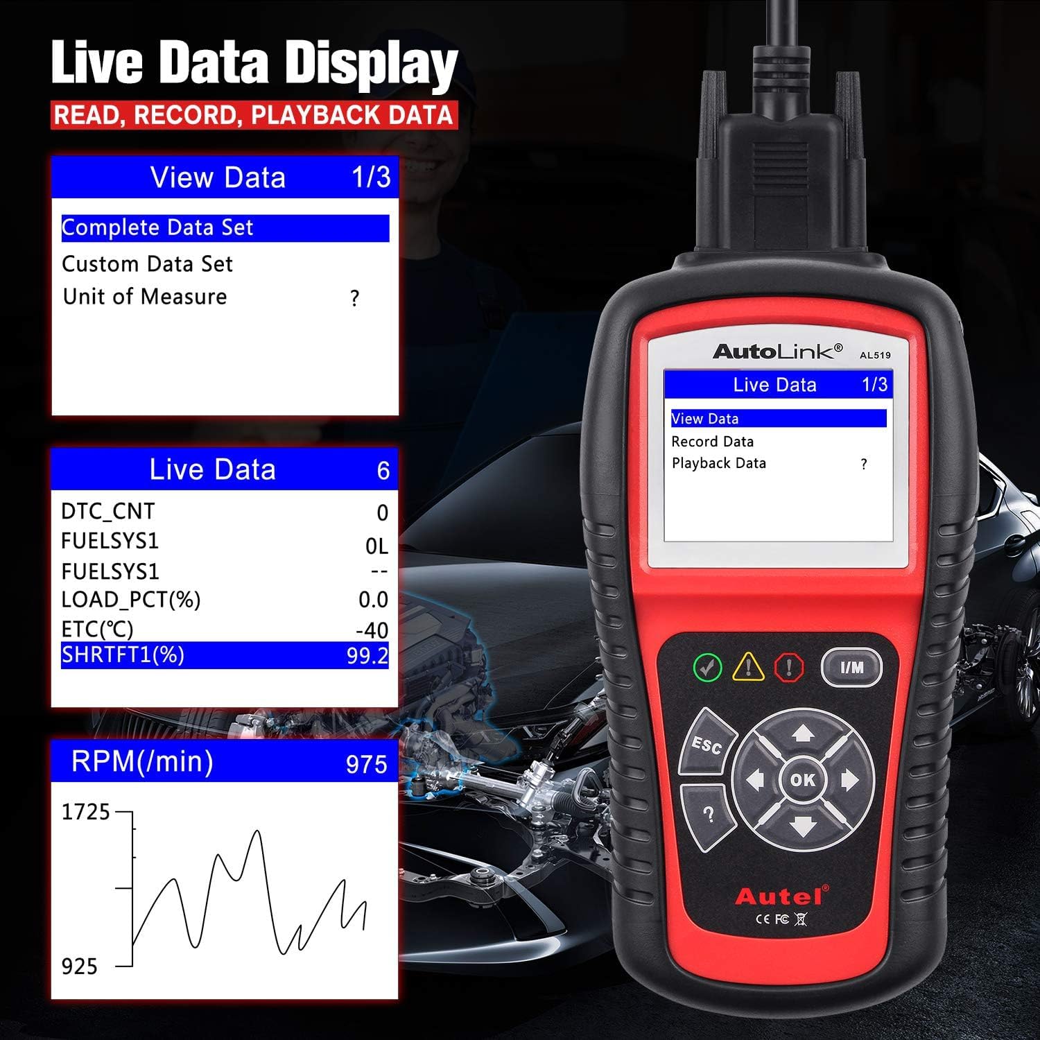 Autel AutoLink AL519 Car OBD2 Scanner, Classic Enhanced Mode 6 Engine Fault Code Reader OBDII CAN Diagnostic Scan Tool, One-Click Smog Check, DTC Lookup, Upgraded of AL319, Lifetime Free Update