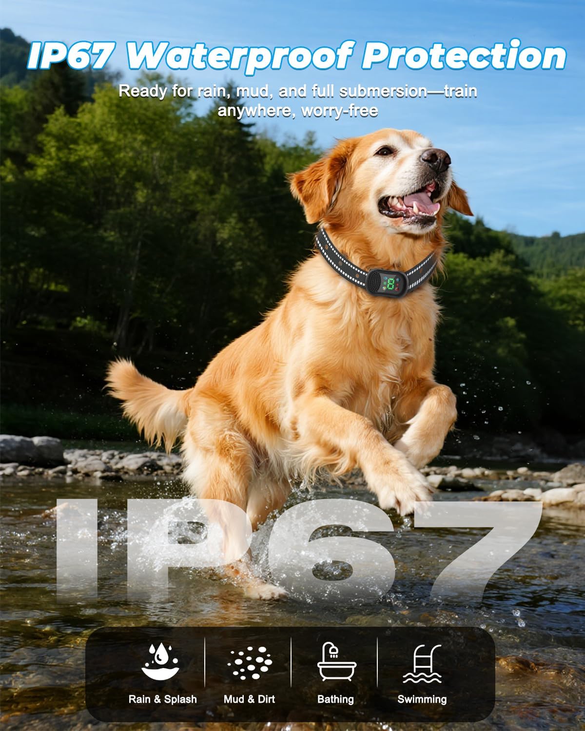 Rechargeable Dog Shock Collar with Remote – 4500FT Voice, Beep, Vibration, Static & LED Training Modes, Waterproof E Collar for Small Medium Large Dogs