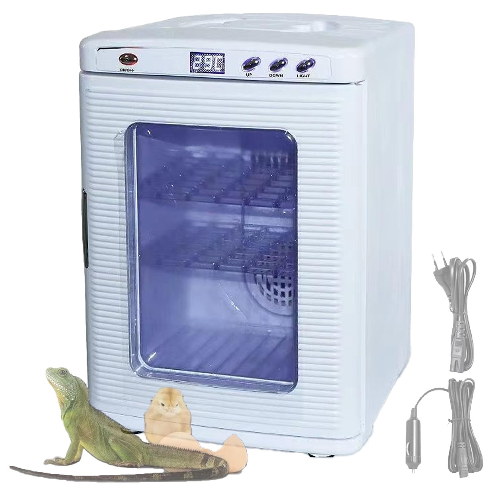 Pnpaea 25L Reptile Egg Incubator, 400W Scientific Lab Incubator with 5°C-60°C Temperature Control, LED Display, Auto-Turn, Dual Ventilation, Suitable for Snake, Tortoise, and Lizard Breeding White