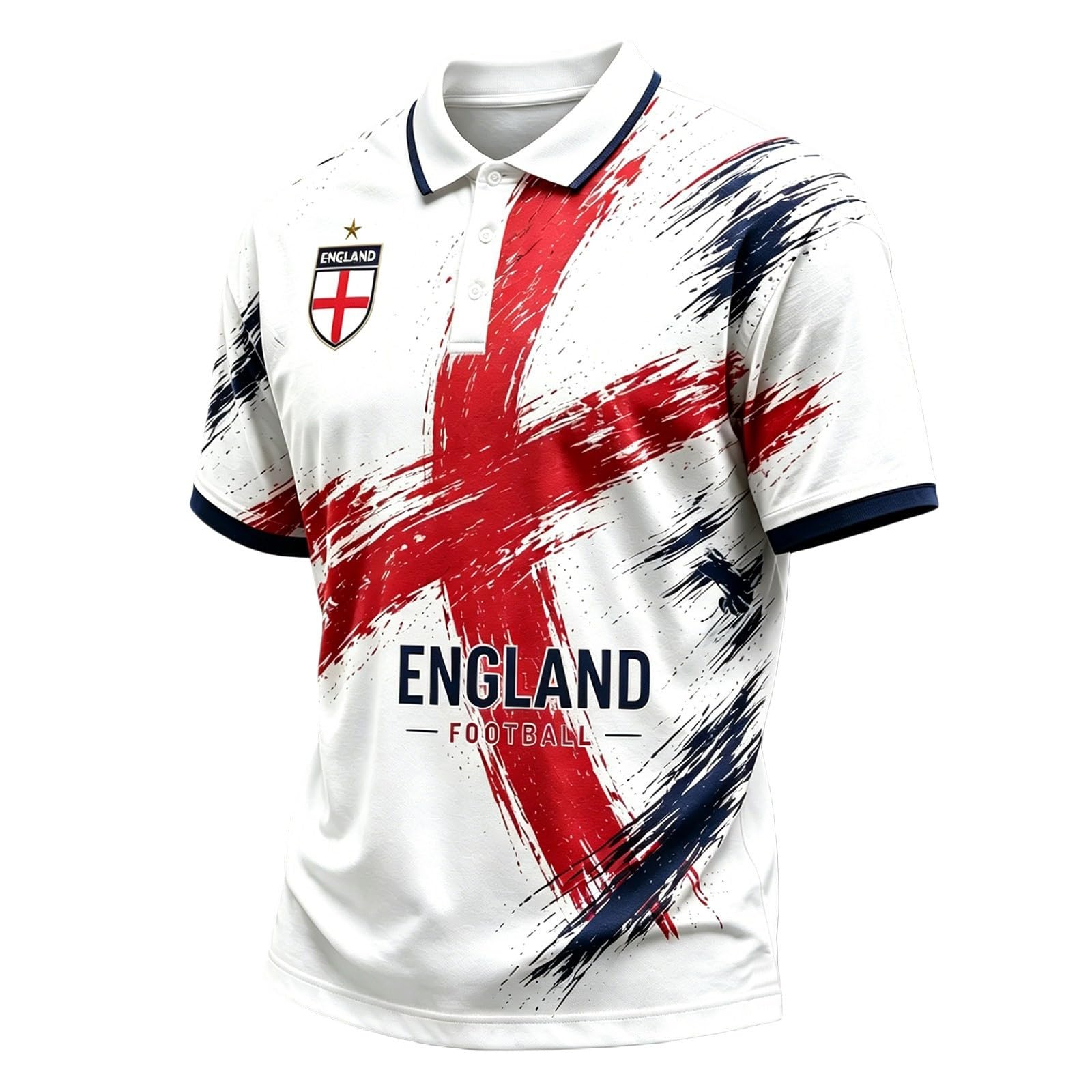 England Polo Shirts for Men Football 2026 Collared Neck Short Sleeve Great Britain Bunting Flags Print Union Jack T Shirt England Football Jersey Tops Breathable Fans Shirts (007-White, S)