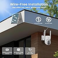 Vista 3 de XMARTO QHD Wire-Free Solar Security Camera System Outdoor/Indoor Wireless, Pan Tilt Zoom, 4K Long Range WiFi 6 Surveillance DVR Kit, Long-Lasting