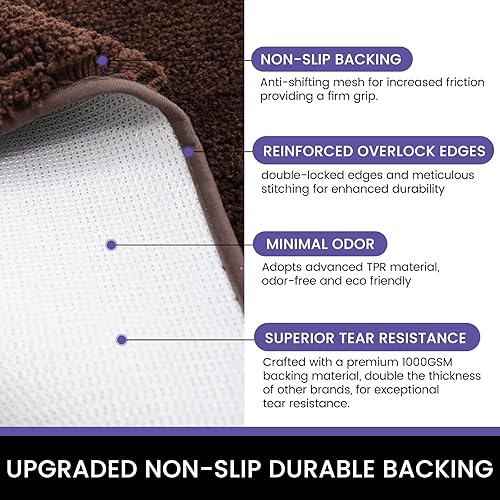 Miniatura 5 de Tapete para puerta de interior de 20 x 32 pulgadas, alfombra lavable súper absorbente, alfombra de entrada de bajo perfil con respaldo