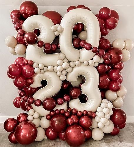 Miniatura 4 de Globos burdeos de doble relleno de guirnalda de globos magenta rosa rojo kit de arco de globos malva de diferentes tamaños para bodas cumpleaños