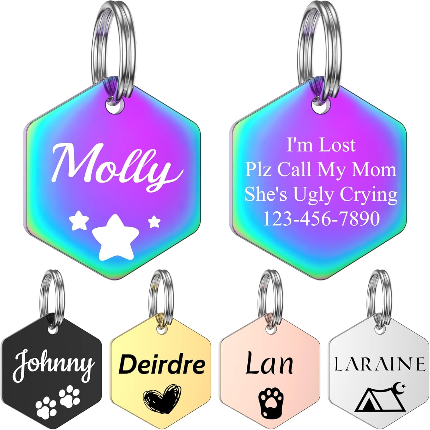 Dog Tags for Pets Engraved GISUERY ID Tags for Dogs with 48 Icons