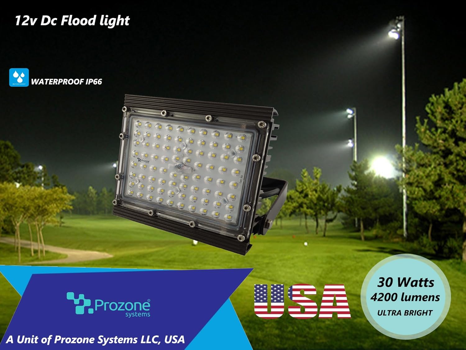 12V DC LED Flood Lights Cool White 30Watts 4200 Lumens Super Bright with Waterproof of IP66 for RV Boat Trailer Home Decorative Lights(Pack of 2)