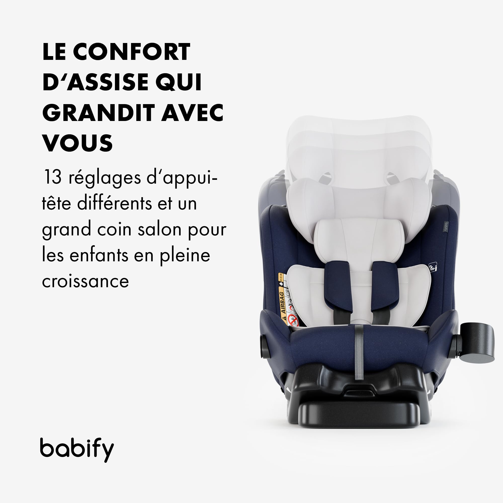 Babify Siege Auto Bebe pour Enfant de 40-150 cm, Siège Auto Bébé et Enfants 3 en 1, Sièges Auto Ergonomique, Réglable, Rehausseur Voiture Enfant, Siege Bebe de Voyage Confortable et Pratique, 5 Points