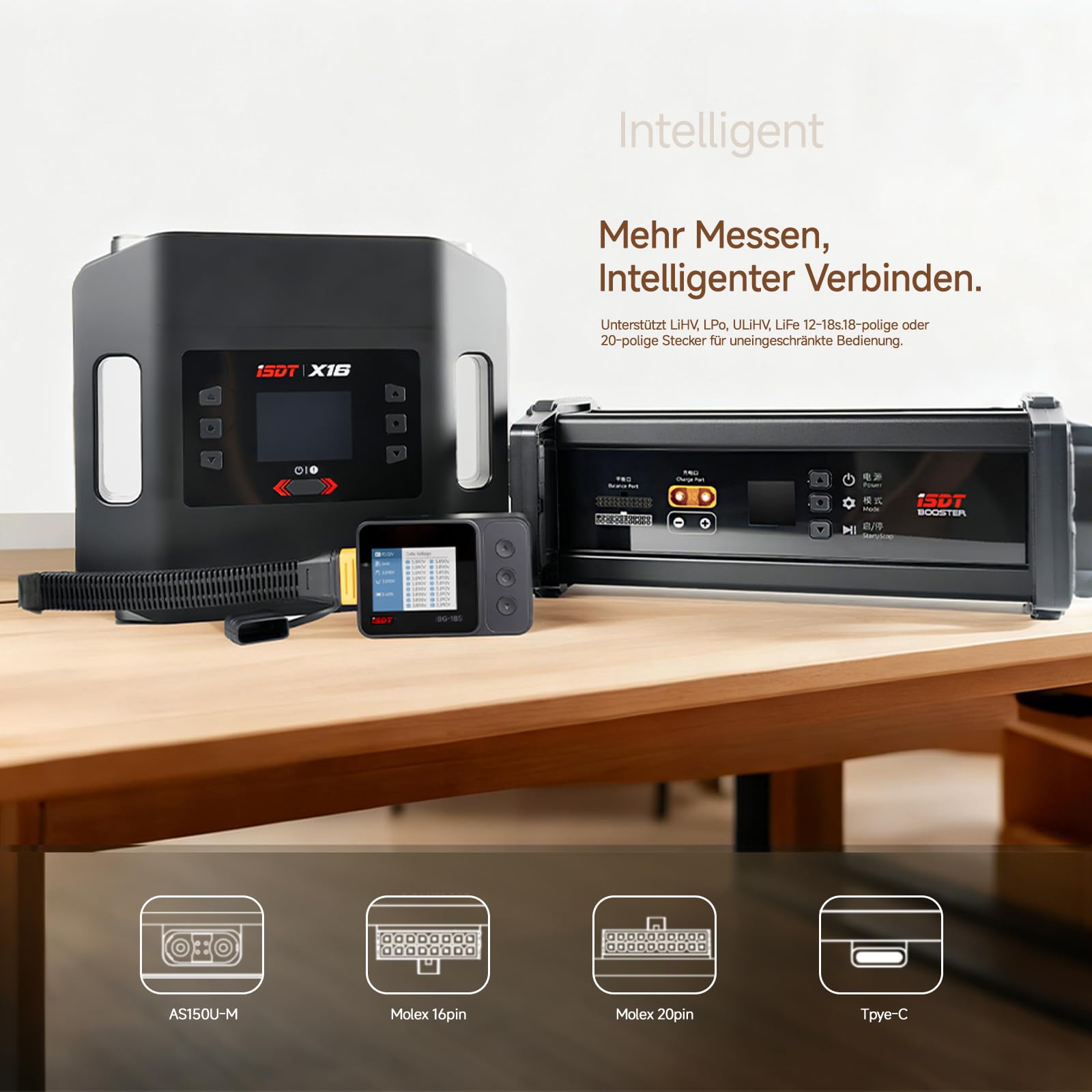 ISDT BG-18S Intelligenter Akku-Tester & Balancer, 12-18S LiFe/LiPo/LiHv/ULiHv, DC 10-90V Arbeitsspannung, Messgenauigkeit 0,005V, Zellbereich 1,5V-5V