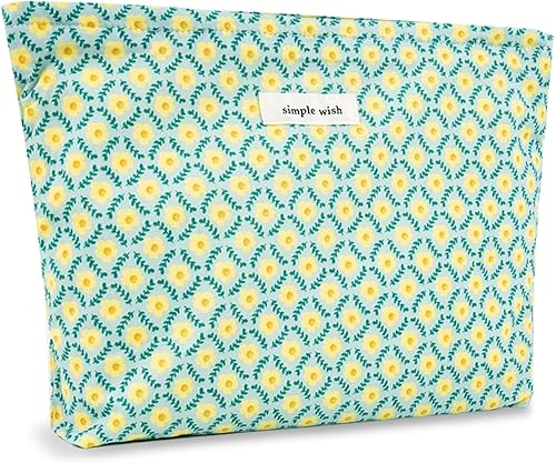 Miniatura 8 de izuzta Bolsa de maquillaje floral para cosméticos de flores, grande, bonita bolsa de maquillaje acolchada, amarillo (Floral Yellow)