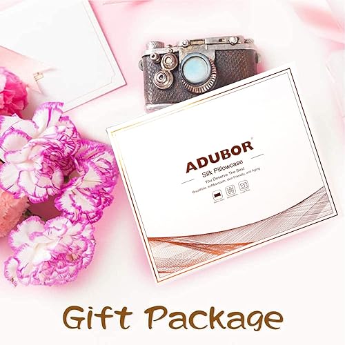 Miniatura 7 de Adubor Paquete de 2 fundas de almohada de seda para cabello y piel con cremallera oculta, ambos lados 23 Momme funda de almohada de seda (color