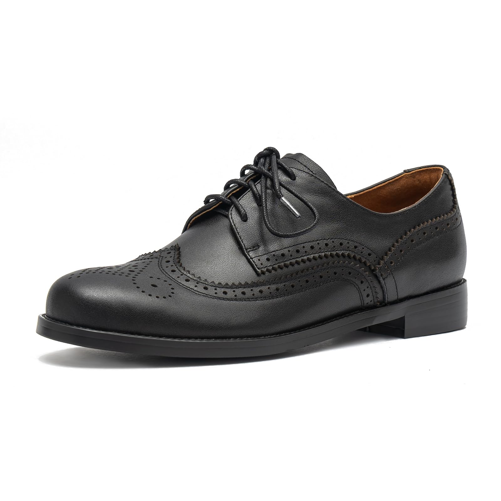 ONEENO Womens Dress Brogue Lace-up Leather Oxford