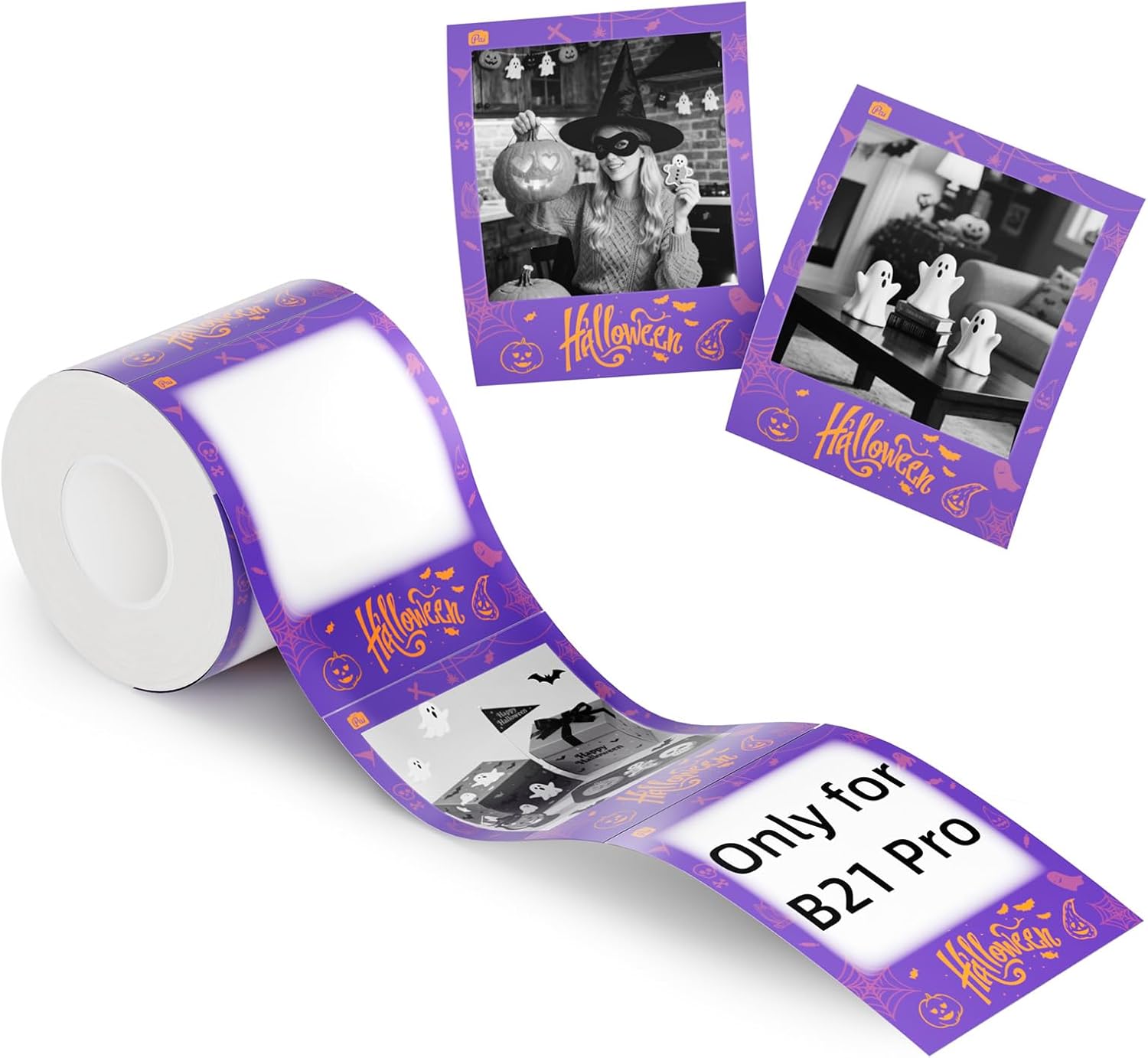 NIIMBOT Photo Papers Only Compatible with Pro Series Label Makers, 2.1''x2.6'' (54x67mm) Hallowen Labels, Sticker Labels for Trick or Treat