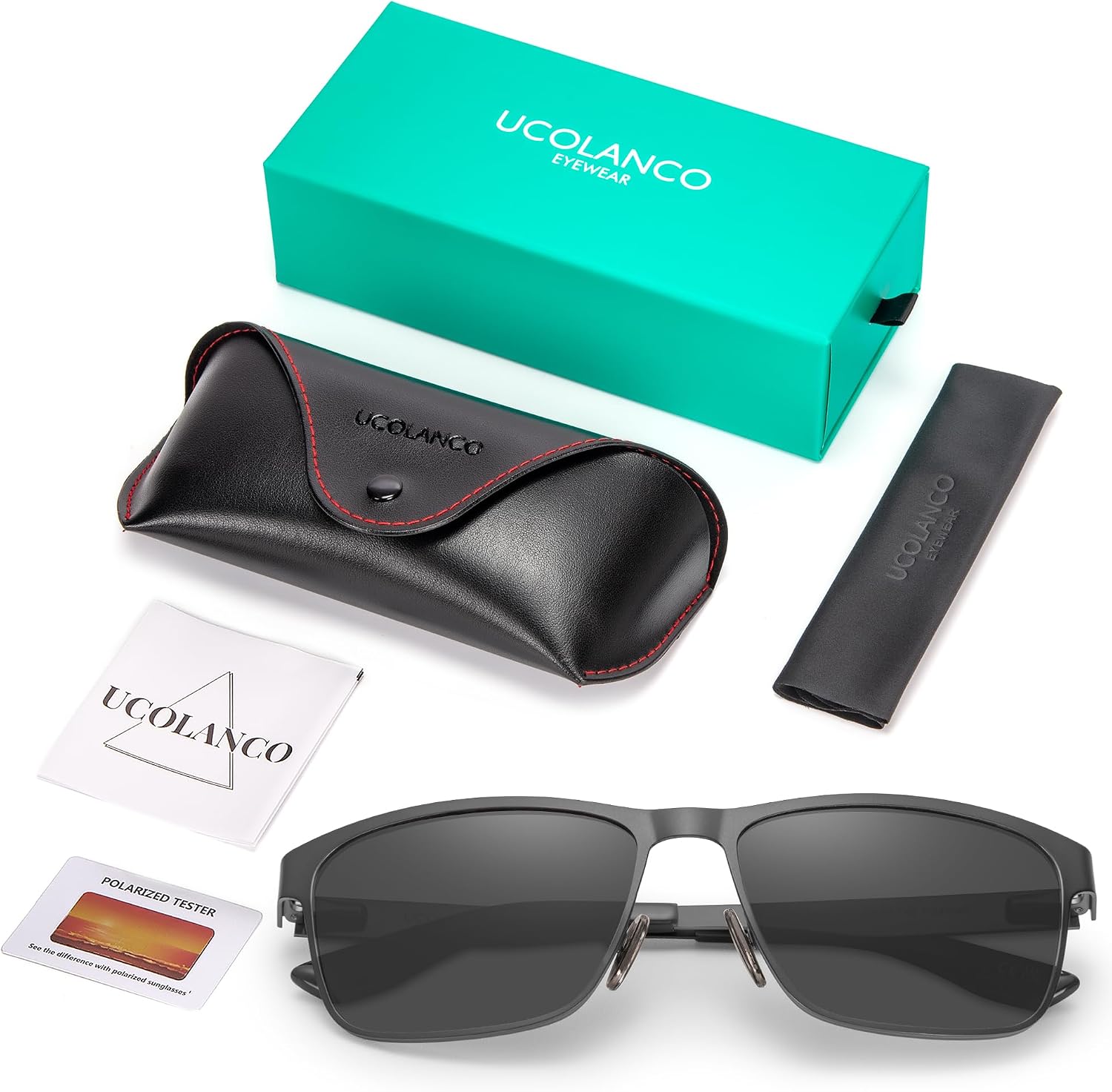 Metal Frame Sunglasses for Men Polarized UV400 with Case,Spring Flexible Hinge For Driving Fishing Hiking Golf