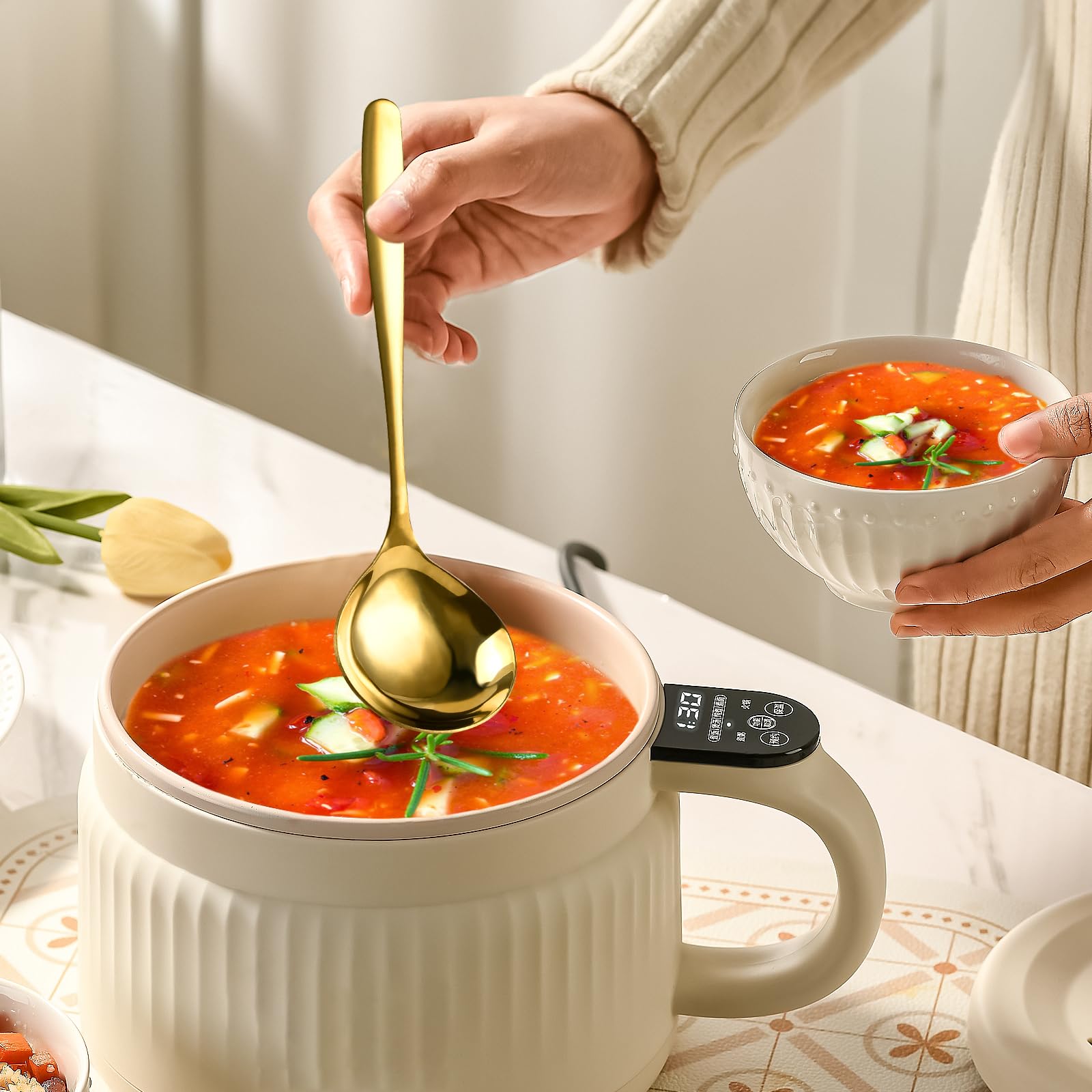 Elesunory 4 Piece 1 oz Gold Small Ladle, 8 Inch 304 Stainless Steel Soup Ladle for Serving, Gravy Spoon for Sauces, Dishwasher Safe