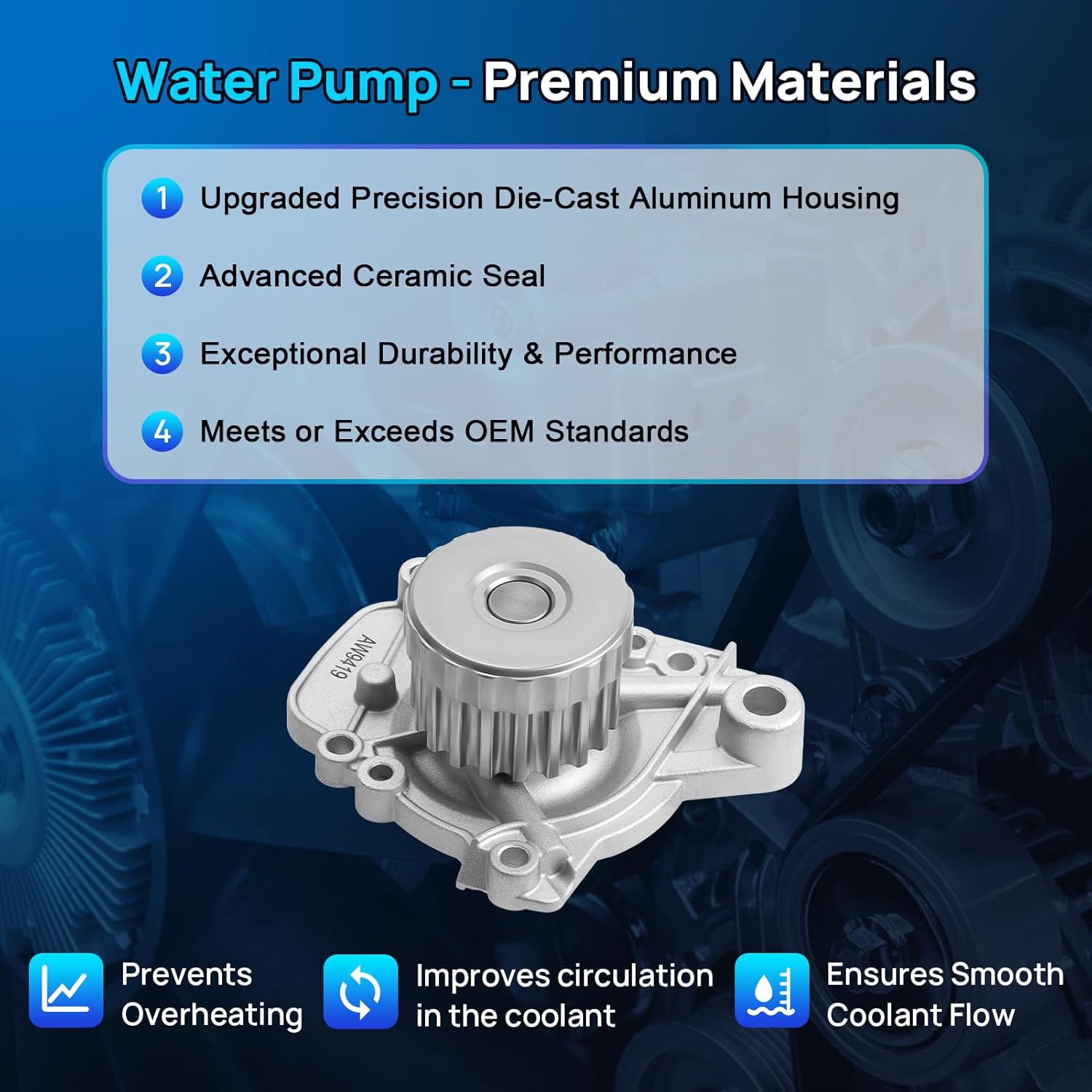 Engine Timing Belt Kit with Water Pump, Compatible with 2001 2002 2003 2004 2005 Honda Civic HX DX EX GX LX 1.7L L4 SOHC 16V, Replace# TCK312 WP4034 TBK312