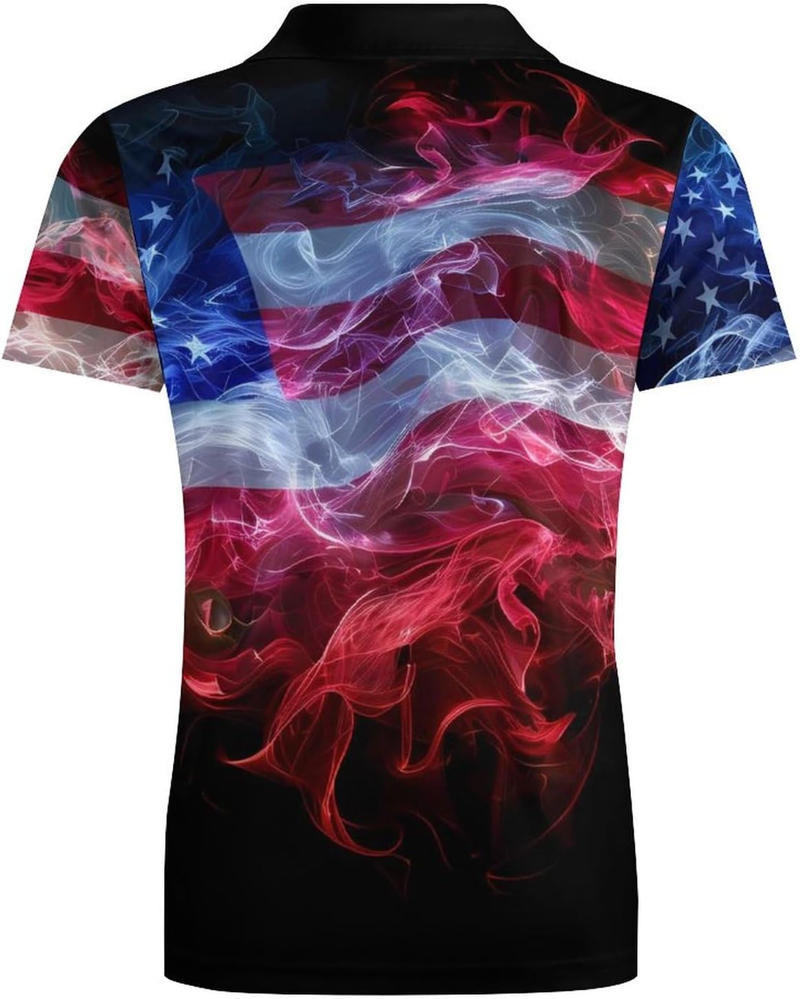US Smoke Flag Novelty Men's Short Sleeve Shirt Golf Tennis Shirts Work T-Shirt Sport Tee