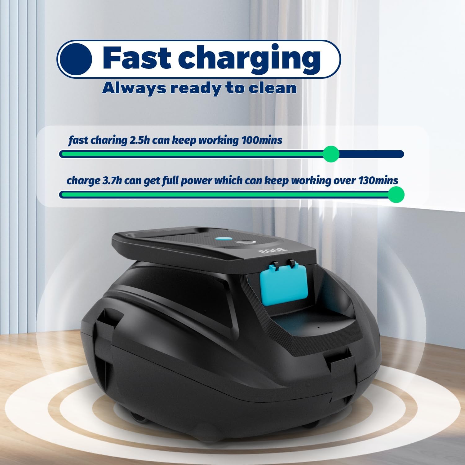 SP1 Pro Robotic Pool Cleaner, Cordless Pool Vacuum Robot with 120 Mins Runtime, 2.5h Fast Charging, Ideal for Pools up to 860 sq.ft, Powerful Suction, Auto-Parking