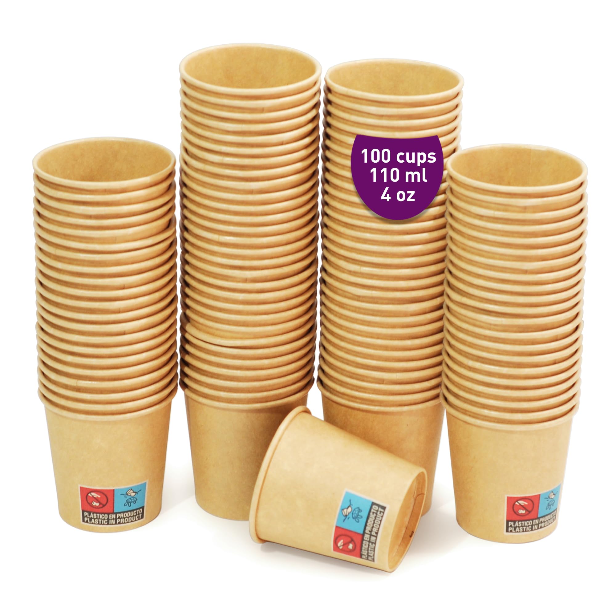 100 Wegwerp Koffiebekers 200 ml 7 oz van Wit Karton, Stevige Bekers voor Warme en Koude Dranken