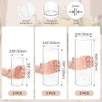 ComSaf Üveg Váza Szett - 6 db Átlátszó Hengeres Váza Különböző Méretekben - Virágokhoz, Gyertyákhoz, Esküvői Dekorációhoz 2