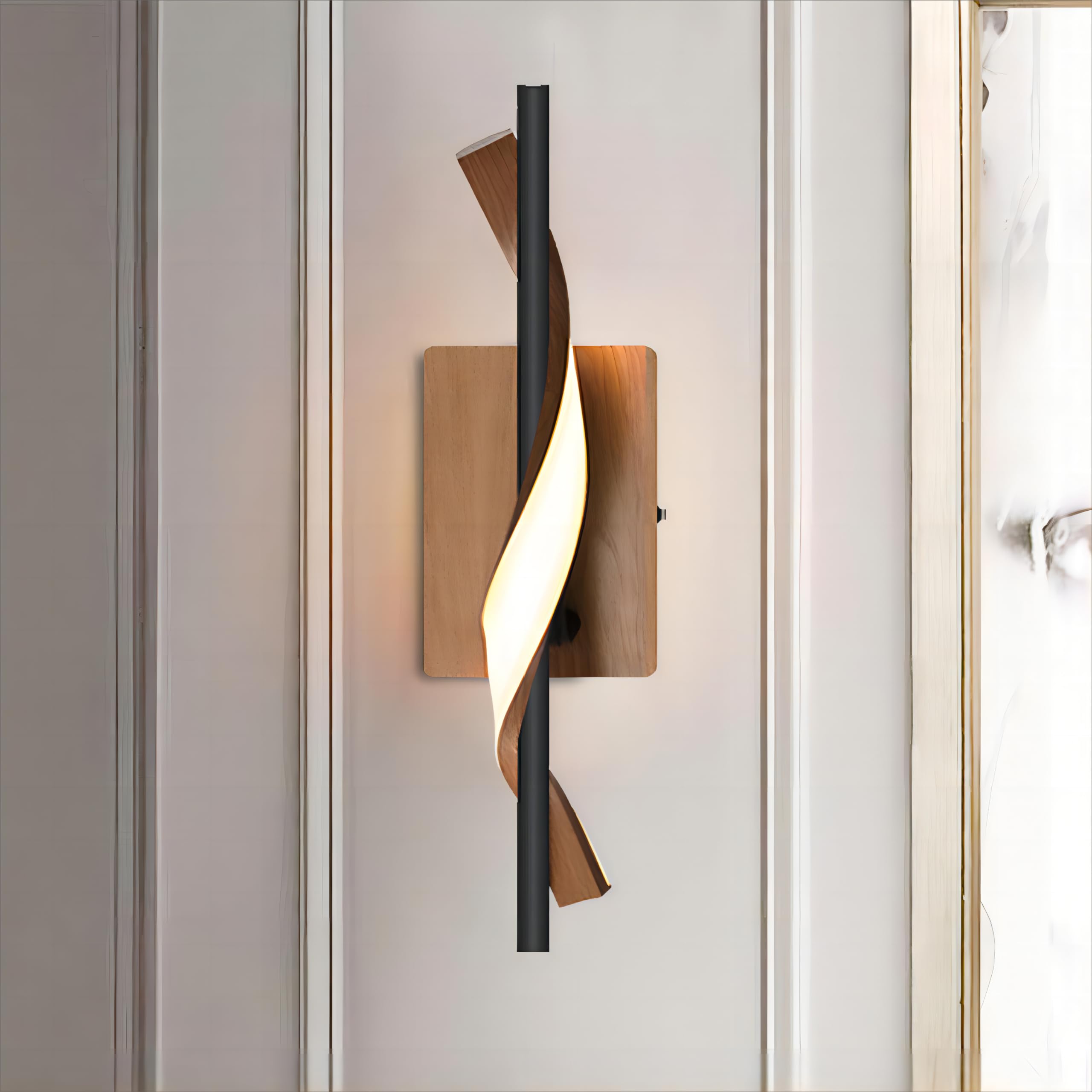 Maxax Modern Bathroom Vanity Light, 18 Inch Spiral Acrylic LED Wall Sconce, 10W 3000K Warm White Bathroom Light Fixtures for Mirror Cabinet, Bedroom, Corridors