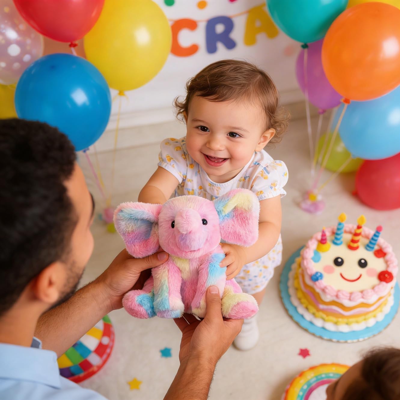Hopearl Adorable Plush Calf Elephant Toy Floppy Elephish Ultra Soft Haggable Stuffed Animal Holiday Birthday Gift for Boys Girls Kids Toddlers, Rainbow, 9'' image 4