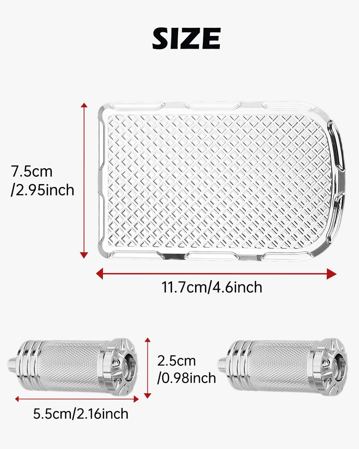 Brake Pedal Cover Compatible with Harley softail Heritage Springer Fit Fat Boy Deluxe FLSTN Road King FLHR Road Glide FLTR Pads Cover (Rectangle Chrome Kit)