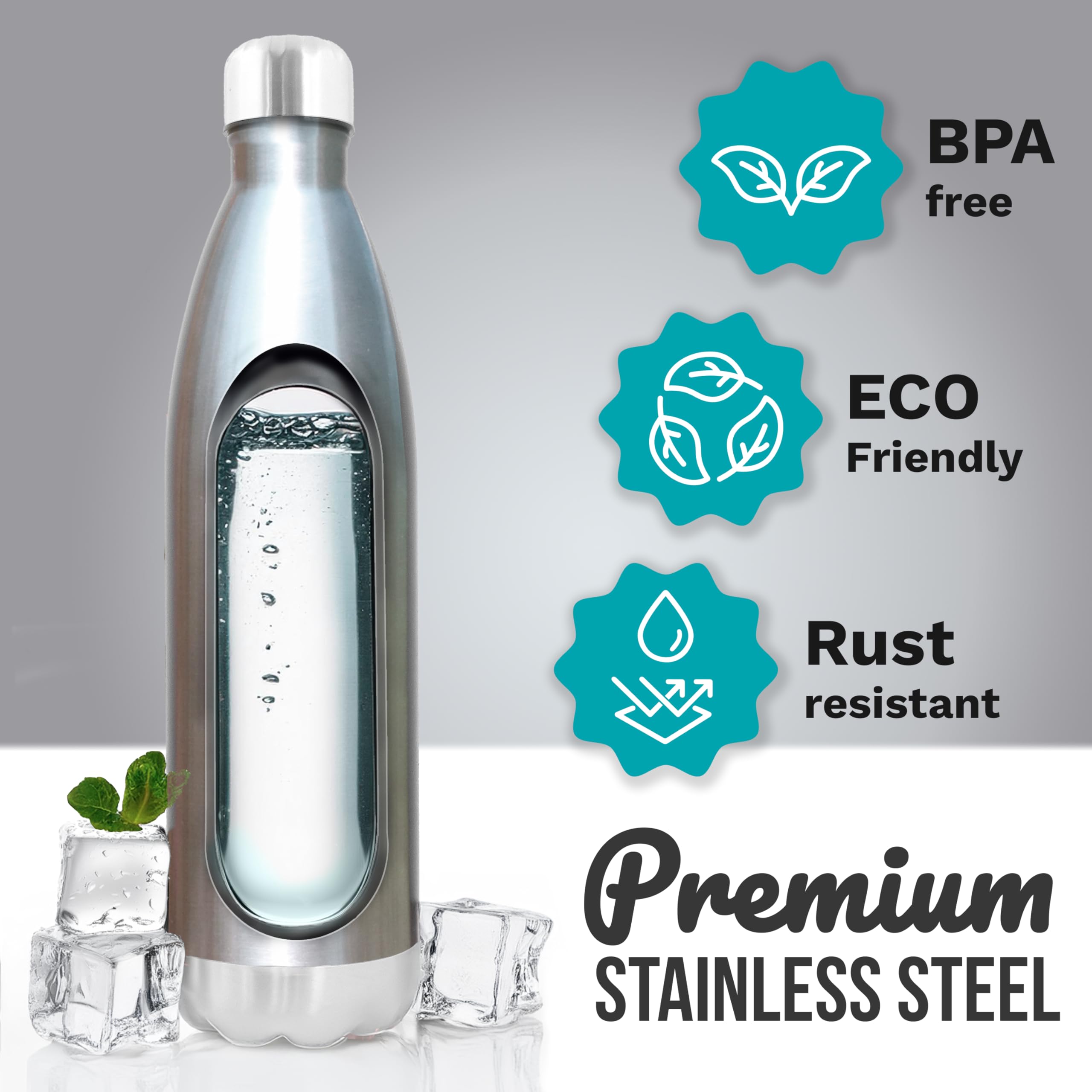 Gourde Isotherme Acier Inox 500/750/1000 ml – 24h Froid 12h Chaud | Bouteille Réutilisable Sans BPA Anti-Fuite | Bouteille Sport Voyage Bureau (Lot de 2)