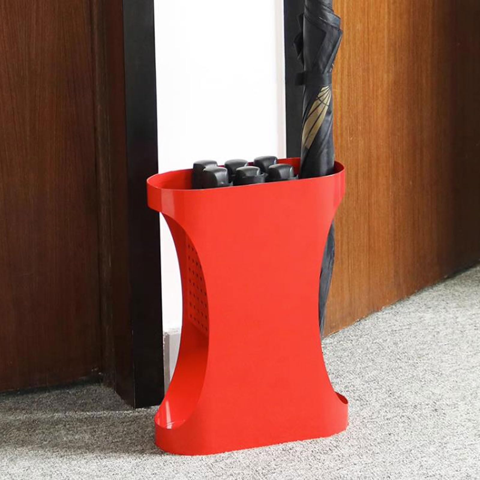 stojak na parasole Stojak na parasole montowany drzwiach wejściowych, metalowy uchwyt, wiadro długie Uchwyt na parasolkę(Czarny)