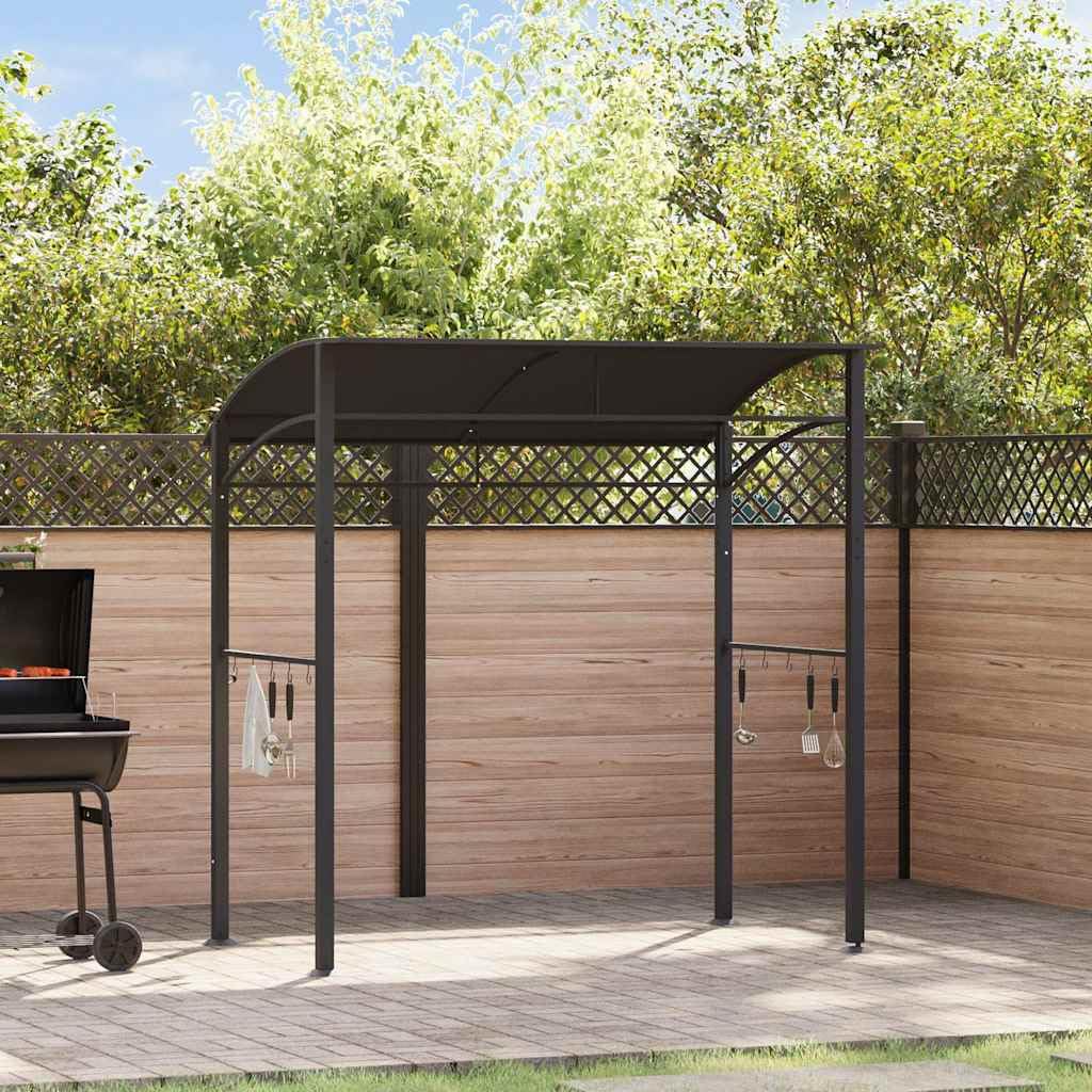 vidaXL Cenador de Barbacoa Acero Terraza Metálico para Jardín Terraza Exterior Fiesta Camping Carpa Toldo Cocina Pabellón al Aire Gris Antracita