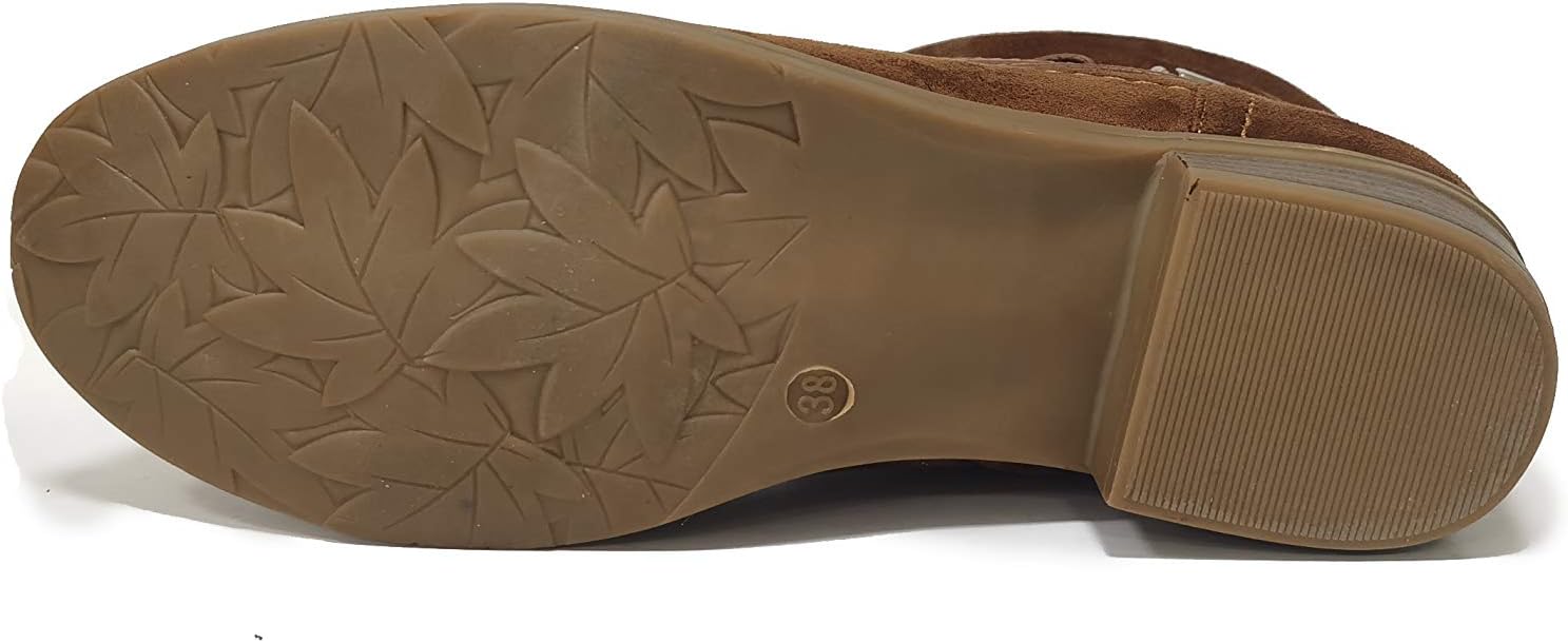 VJH confort Women's Mid Calf Boot,Round Toe Low Heel Comfort Slouchy Bootie with Side Zipper Buckle Strap - Image 5