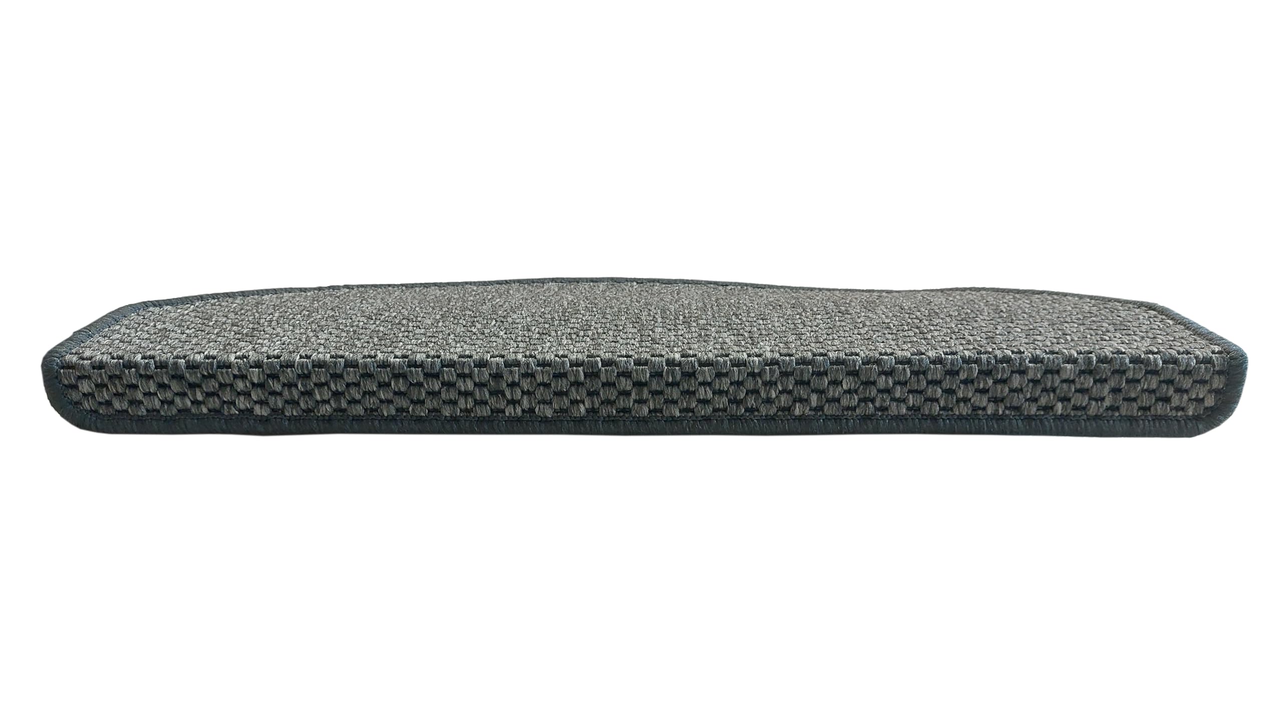 oKu-Tex Stufenmatten Sisal Optik, Stufenmattenset 15 teilig Florenz, halbrund, 65 x 24 cm, mit Winkelschiene, selbstklebend, anthrazit, Flachgewebe