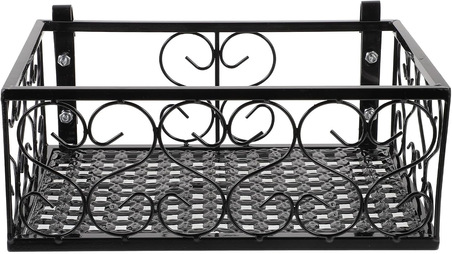 NUOBESTY Metal Hanging Flower Pot Holder Rack for Balcony Fence, Single-layer 30x20x12cm, Outdoor Plant Hanger for Succulents and Flowerpots