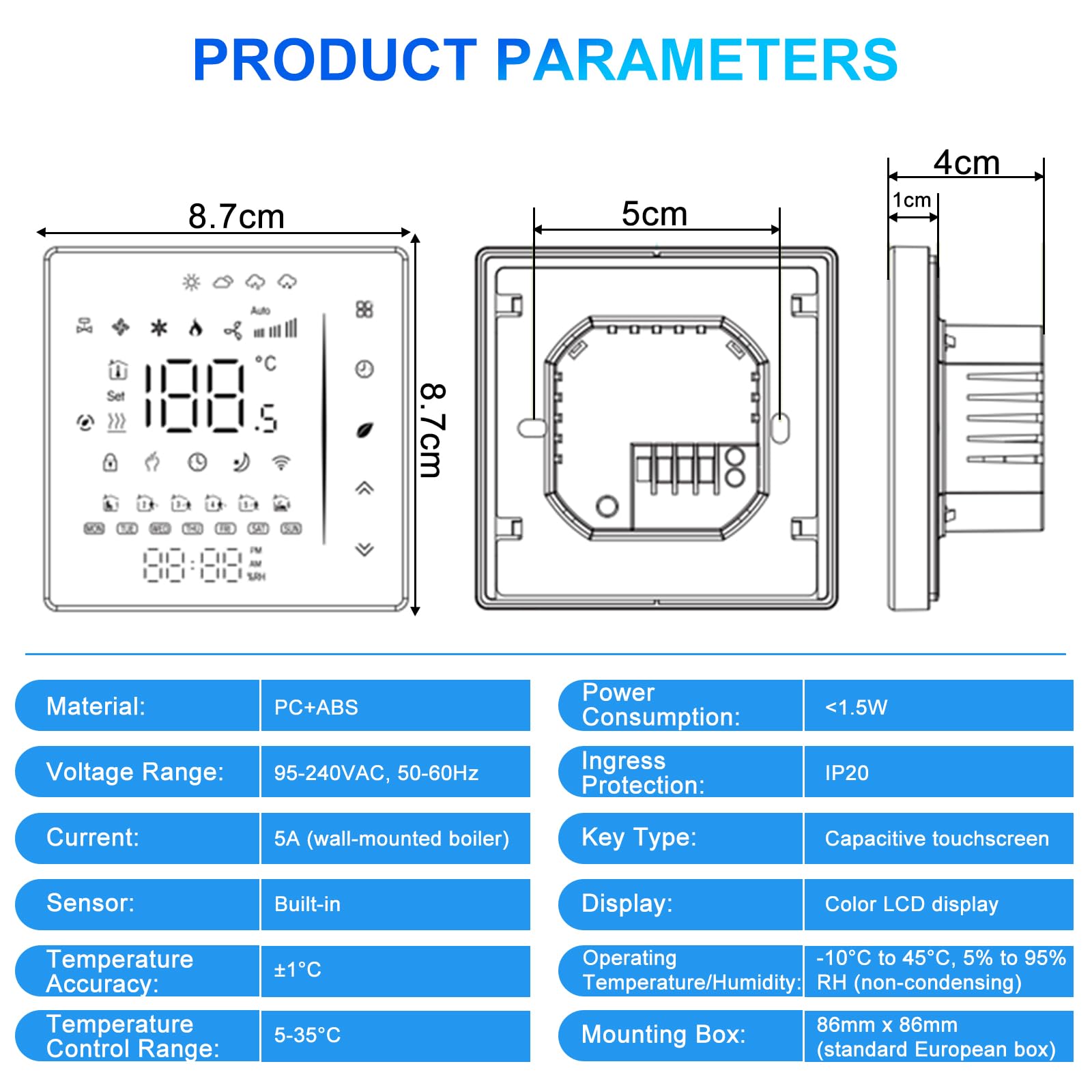 WLAN Fussbodenheizung Thermostat Digital 5A 230V Heizkesseltemperaturregler