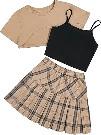 School Girl Outfit SHEIN Teen Girl High Low Tee Plaid Pleated