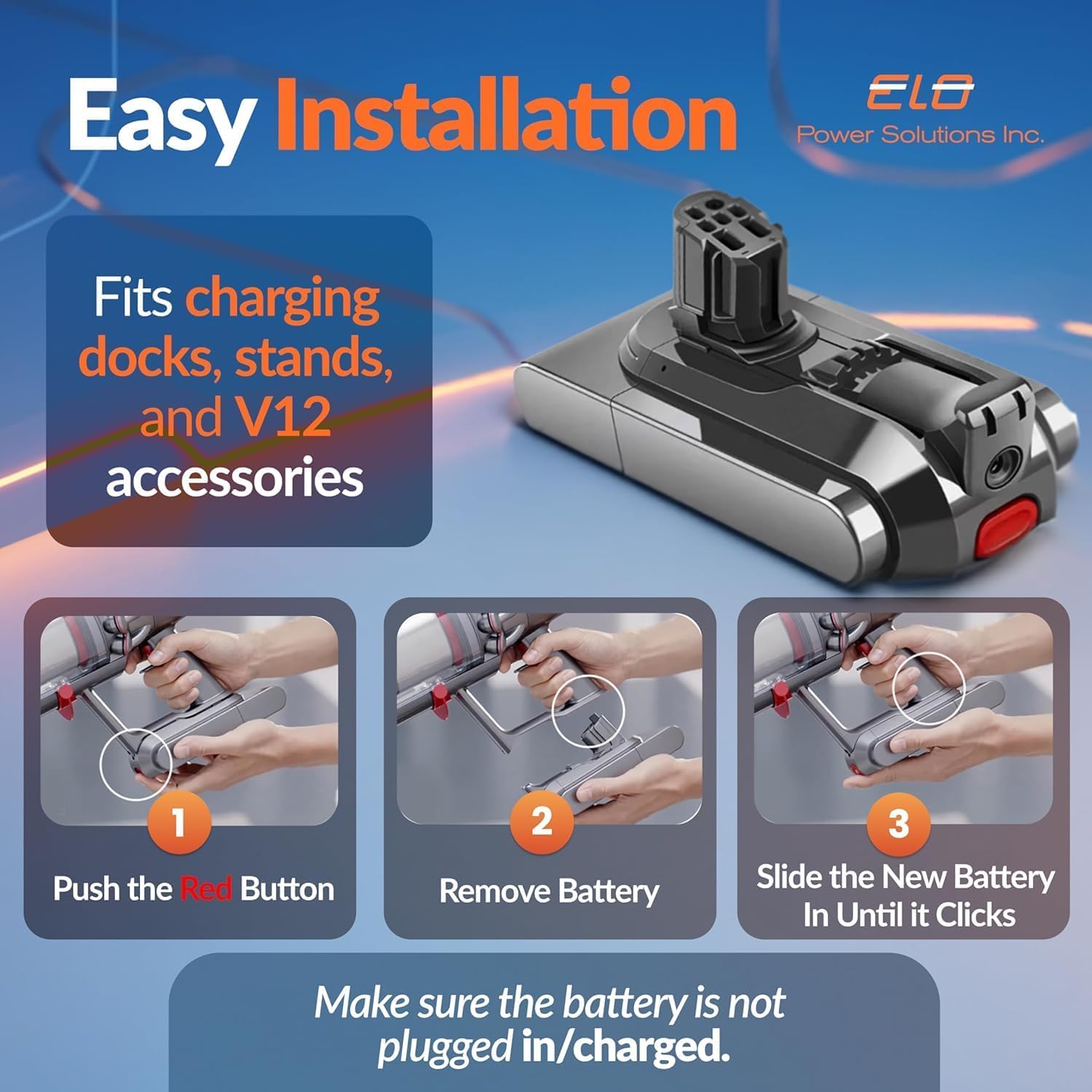 Replacement Battery for V15 Vacuum, Compatible with Dyson SV22 Cordless Vacuum Cleaners, 4500mah, 25.2V Batteries (1 Pack)