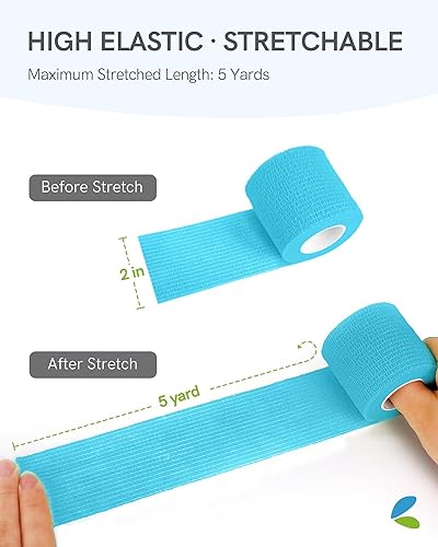 Miniatura 10 de FriCARE Envoltura autoadhesiva, vendaje cohesivo deportivo y atlético, cinta médica en kit de primeros auxilios, envoltura veterinaria transpirable