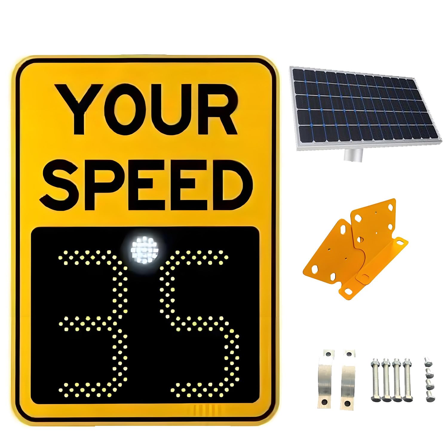CelyToe Solar Radar Speed Warning Sign,Weatherproof Traffic Safety Sign White-24 * 35in